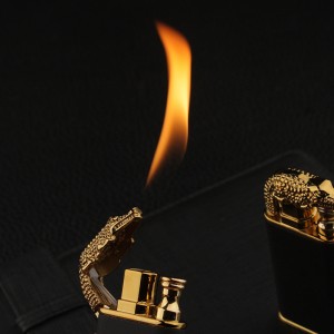 HB872 Double Fire Crocodile Lighter Inflatable Windproof Direct Charge Lighter Metal Creative Personalized New and Unique Popular Style