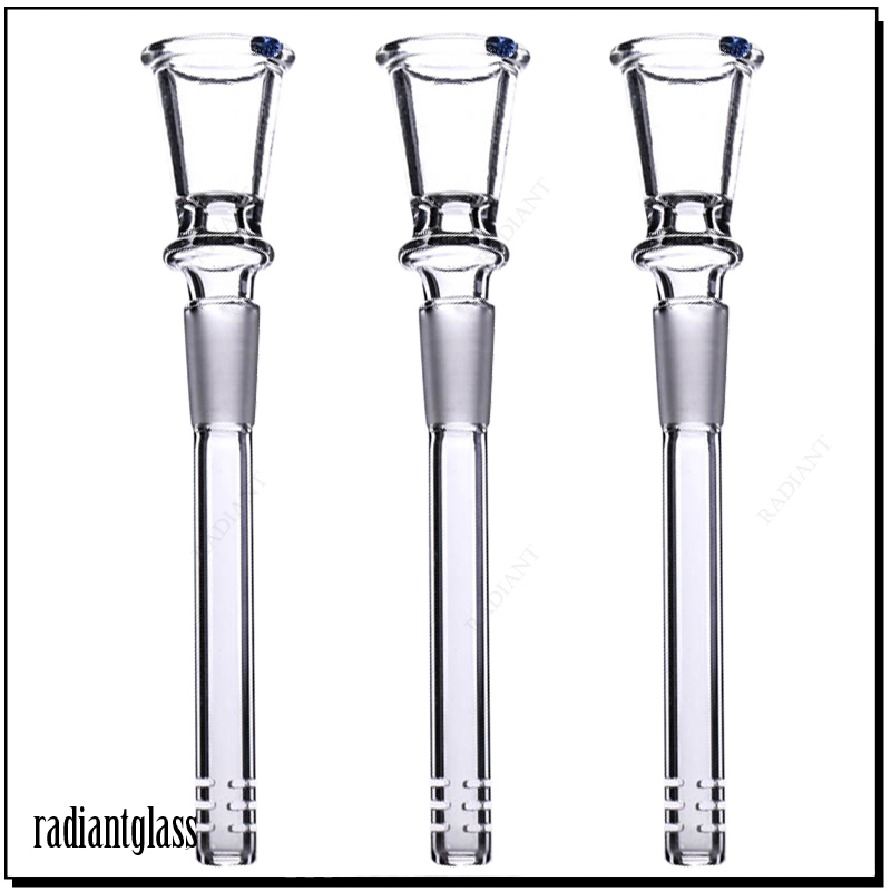Hookahs Glass Downstem With Bowl 14mm Male Bowless Stem Clear Have Diffuse Cuts