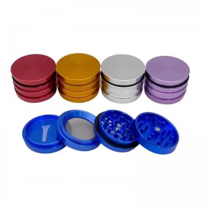 Tower of Power  Novelty Herb Aluminium Grinder 4 Layer with Diamond Cut Teeth and Pollen Sieve Charcoal 50*40mm (6 Color)