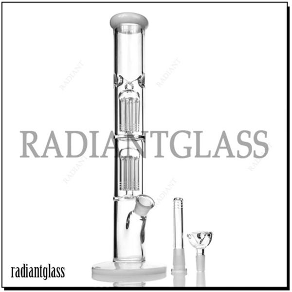 Big Straight Bong Double 8X Arm-Tree Percolator Glass Water Pipe