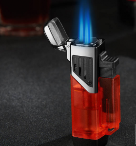 The new four-nozzle visible gas micro-spray spray gun goes straight to the windproof lighter