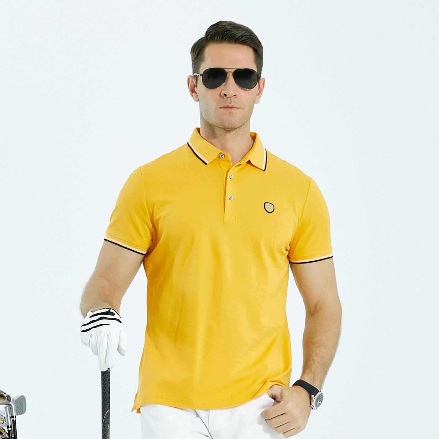 Hulgimüük kohandatud Polo Stretch Plaid Fashion Meeste Golfi T-särgid Tikitud