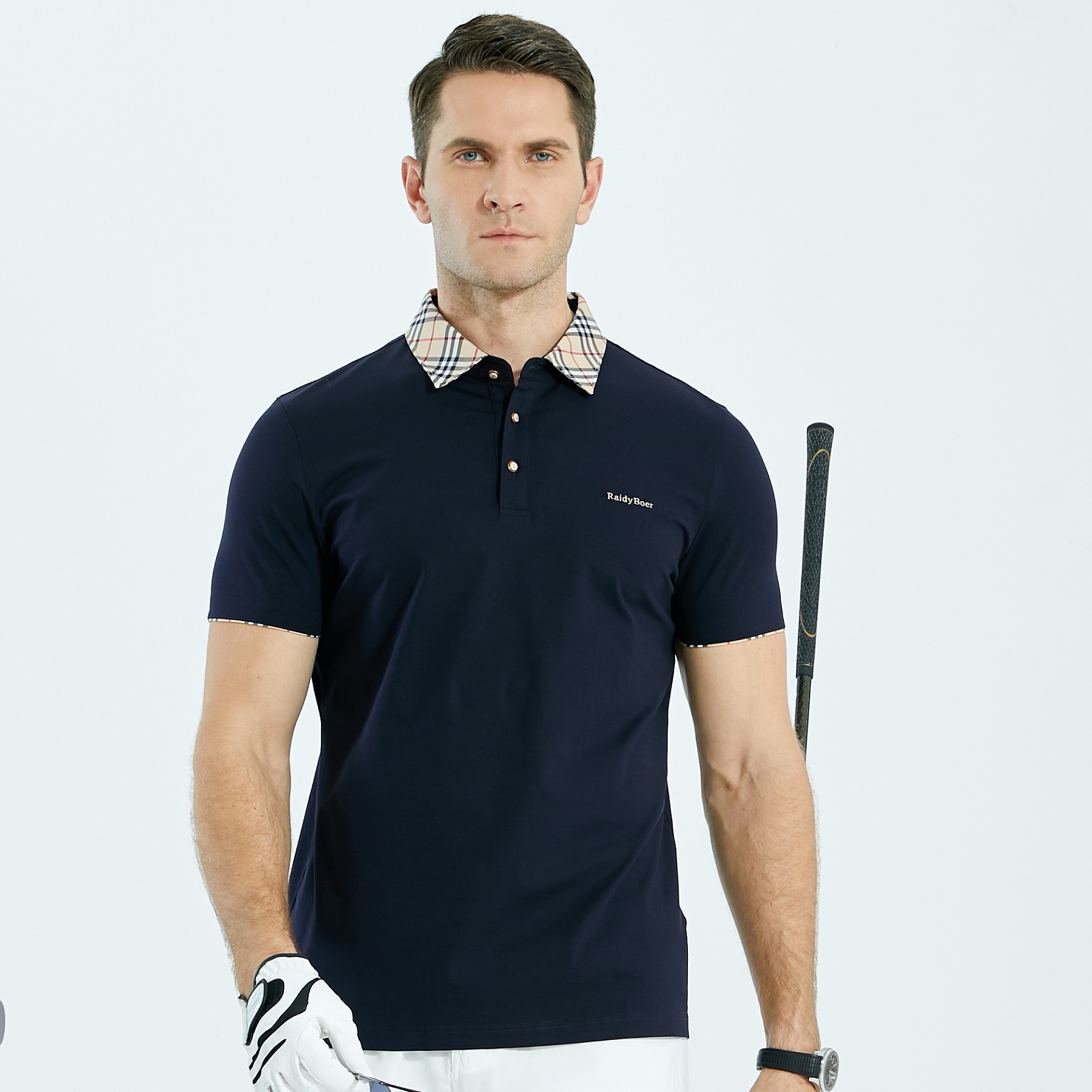 Men’s Classic Casual Short Sleeve Plaid Collar Jersey Polo Shirt