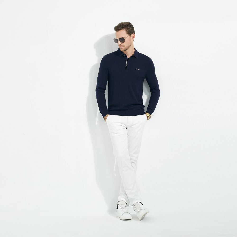 Raidyboer Men's Knit Polo Shirts Sleeve Sweater Polo Lightweight Fashion Casual Collared T Shirts