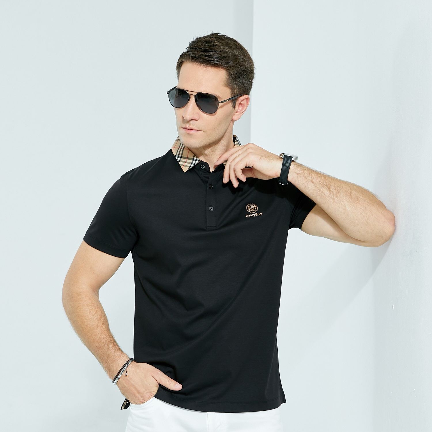 Customized Factory Made Black Color Summer POLO Polyester Cotton Men POLO Shirt