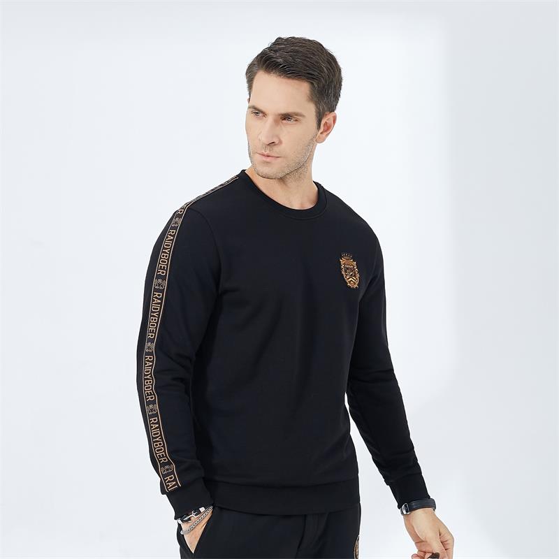 Pure Cotton Sweatshirt with Jacquard Logo  on Sleeve