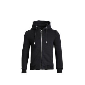 ODM Boys Black Hoodie Factory –  High quality zipper new design mens black hoodie custom cotton jacket – Raidyboer