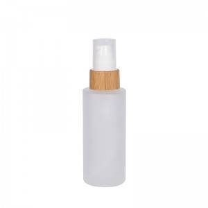 RB-B-00225 high quality 100ml frosted bamboo cover lotion pump glass bottle