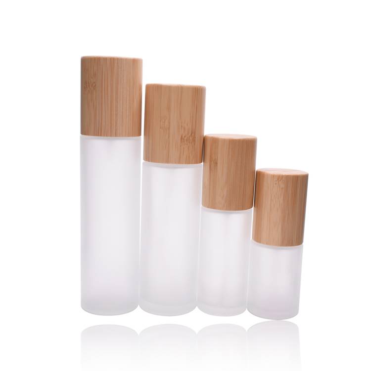 China Cheap price Bamboo Bottle Pump - RB-B-00121 100ml frosted glass bottle with bamboo cap – Rainbow