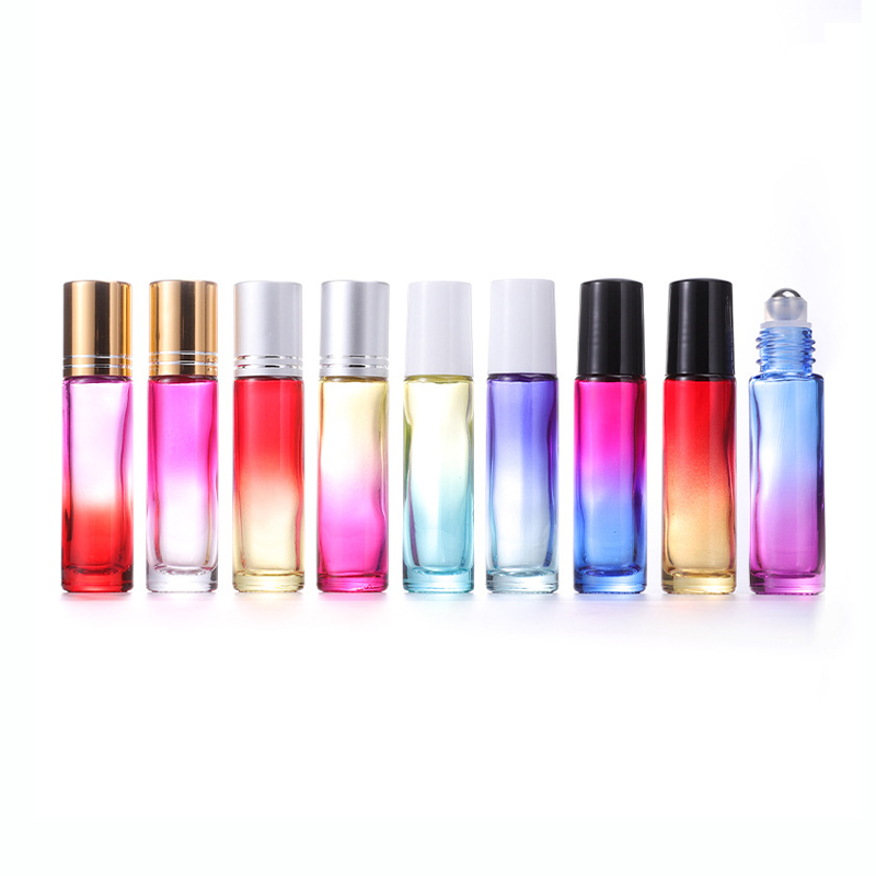 RB-R-00187 10 ml värvilisest klaasist rull pudelil terasest rullpalliga parfüümipudel