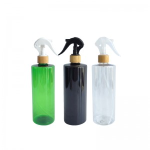 RB-B-00329 16oz 500ml refillable perfume fragrance plastic room spray bottle with bamboo mini trigger spray