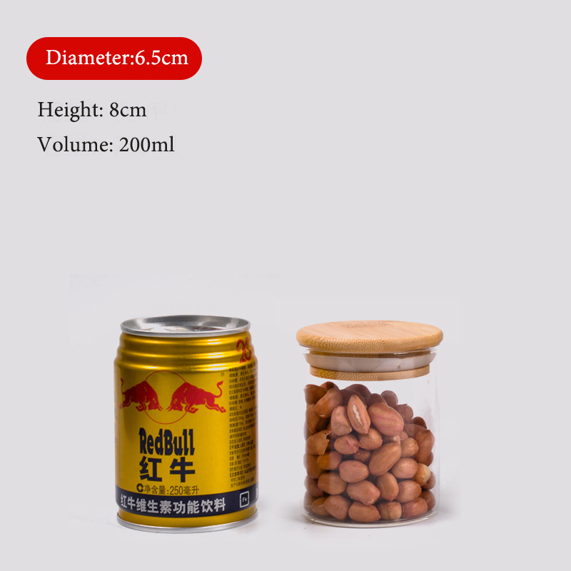 RB-B-00303E 200ml 250ml 300ml 500ml airtigh Glass Jar container With Bamboo Lid for Food