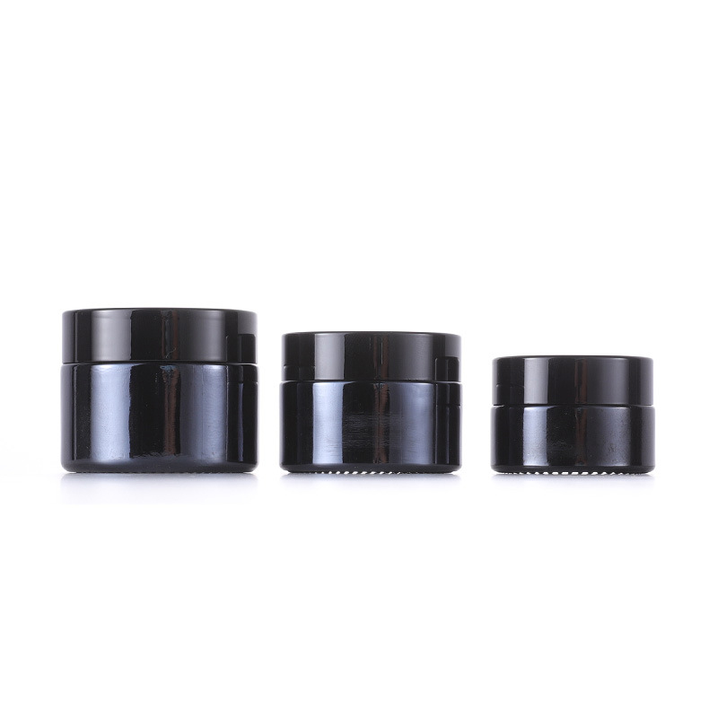 RB-R-00217 20g 30g 50g Empty Cosmetic Cream Jar Black With Plastic Lid