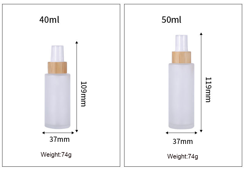 RB-B-00275 frosted glass spray bottle with bamboo mist sprayer