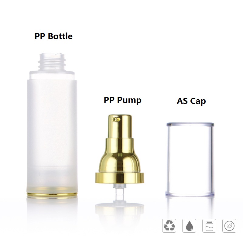 RB-Ai-0022 Botella sin aire esmerilada de 20 ml, 30 ml y 50 ml con bomba dorada