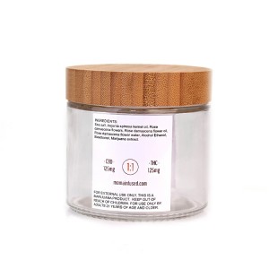 RB-B-00302 420ml transparante food grade lege glêzen pot bamboe cover foar kears, kosmetika, poeder