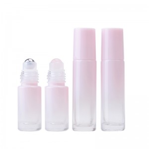 RB-R-00179 essential oil perfume 5ml 10ml pink glass roll on bottle