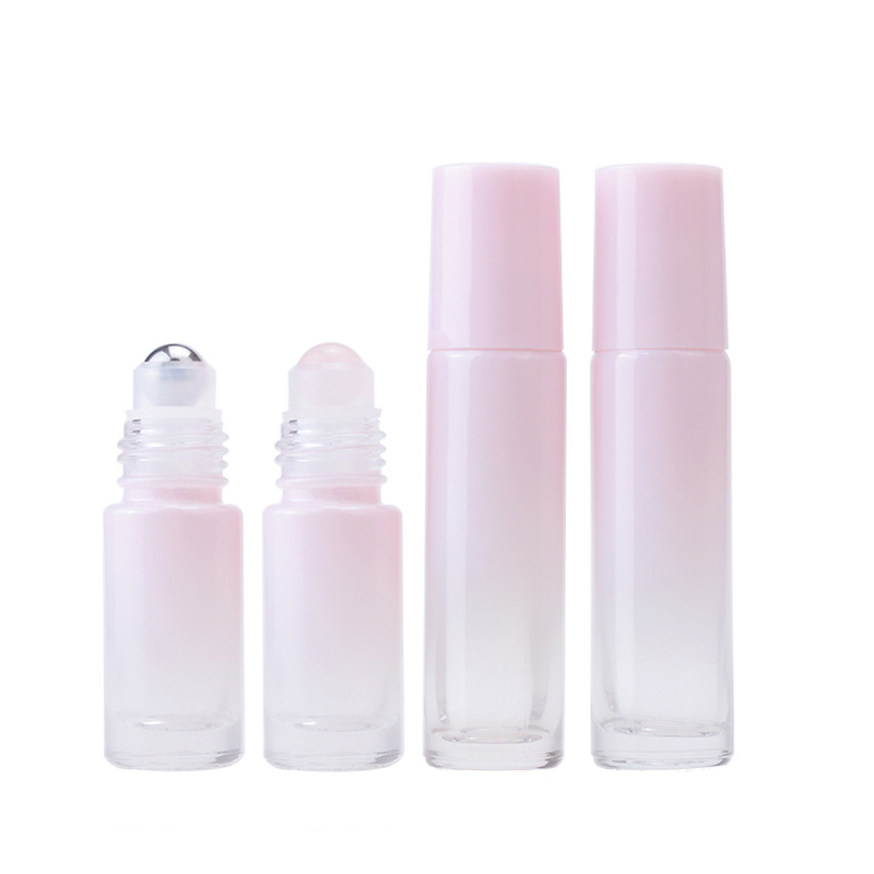 RB-R-00179 perfume de aceite esencial 5ml 10ml botella enrollable de vidrio rosa