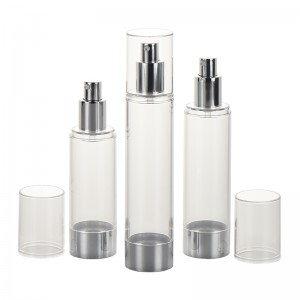 RB-Ai-0015 flaconi vuoti per lozione crema viso argento da 80 ml 100 ml 120 ml flacone cosmetico airless di lusso resistente con pompa