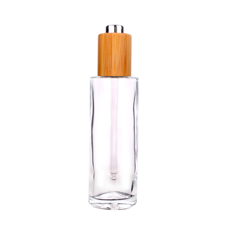 RB-B-00299A Cosmetische verpakking huidverzorgingsset glazen fles cosmetische producten met bamboe druppelaar, pomp, deksel