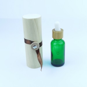 RB-B-00305 pielāgojiet noderīgu ēterisko eļļu pilinātāja pudeli mazu dāvanu iepakojumu apaļa koka kaste ar zīda lenti
