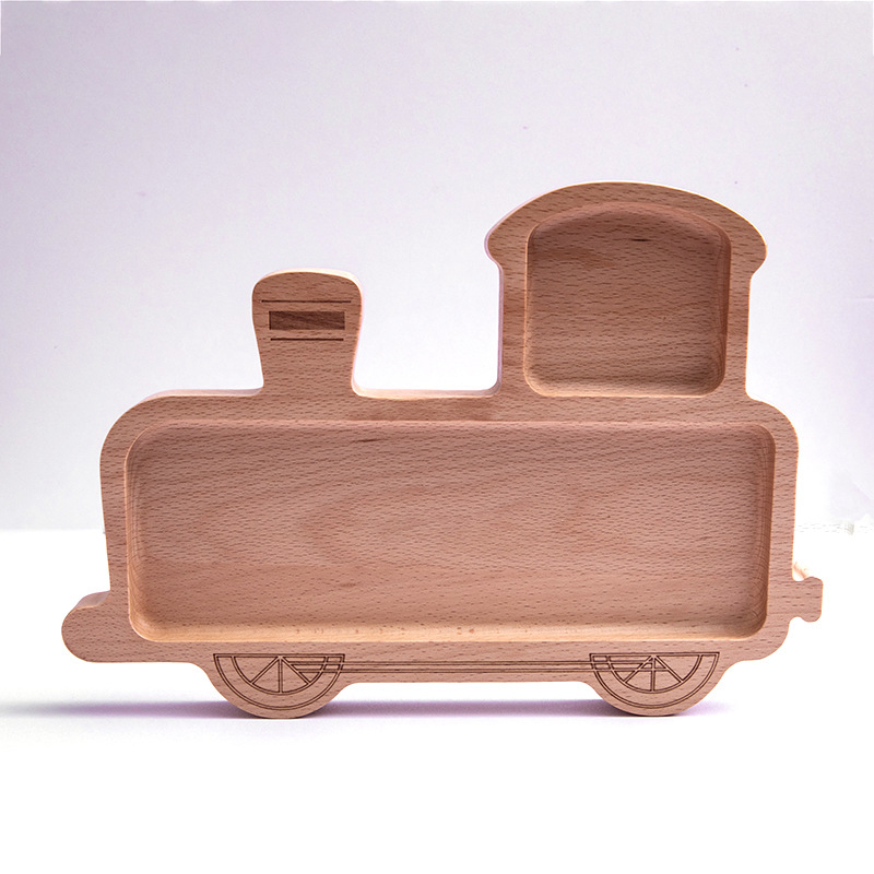 RB-B-00357B Custom Divided Animal Wooden Bamboo Suction Plates for Kids