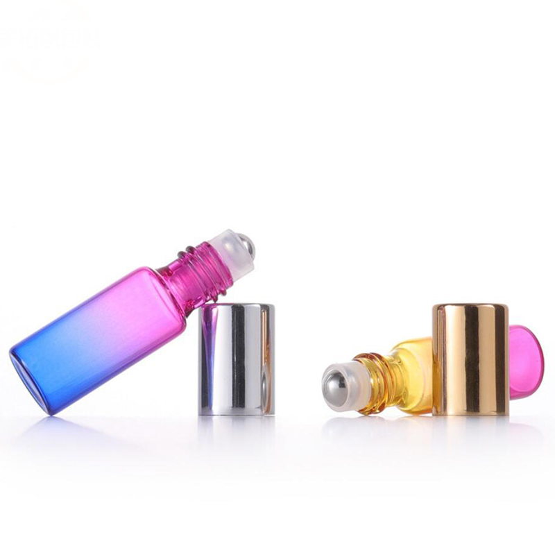 RB-T-0044 gradient color pendent bottle travel size refillable 5ml roll on glass bottle for perfume