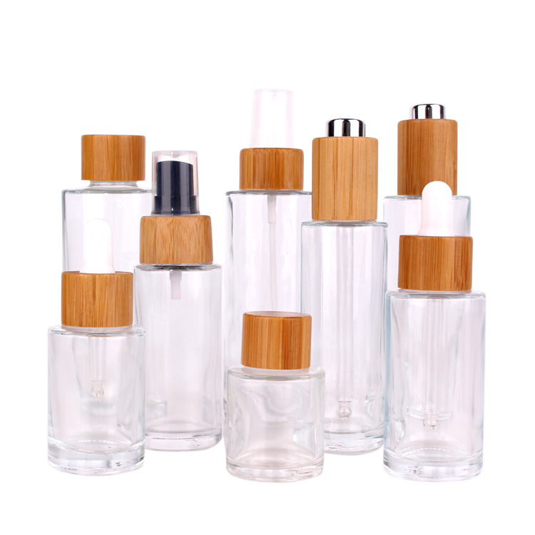 RB-B-00314 High quality skincare packaging 85ml 105ml 130ml essential oil bottle cylinder clear glass cream bottle