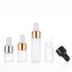 RB-T-0068A luxury mini 1ml 2ml 3ml 5ml empty round glass vial sample frosted glass dropper bottle