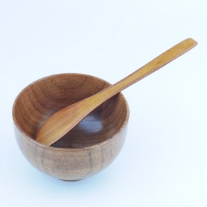 RB-B-00304B eco friendly 4inch 9.5cm 10cm nature skin care face mask mixing bowl kitchen salad rice wooden bowl