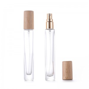 RB-B-00360E nová malá kulatá bambusová dřevěná lahvička na parfém 10ml čirá prázdná skleněná lahvička s rozprašovačem parfému