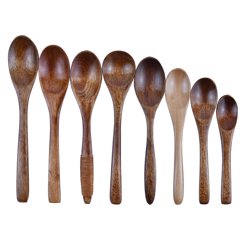 RB-B-00295B Natural Wooden Meal Spoon Custom High Quality Reusable Wooden Soup Tea Spoon