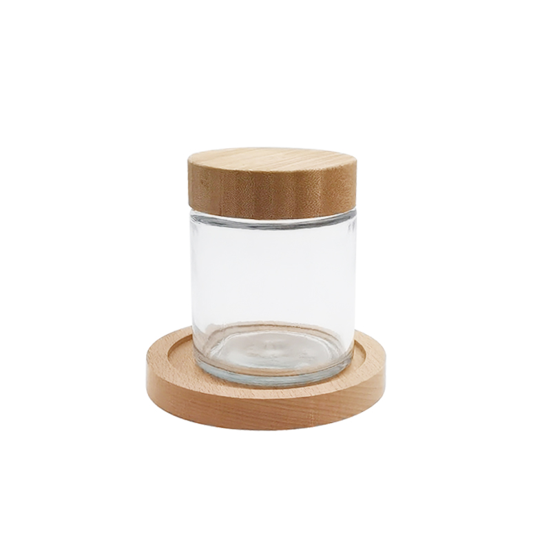 Cheap price Glass Water Bottle Bamboo Lid - RB-B-00273 300ml glass jar with bamboo lid – Rainbow