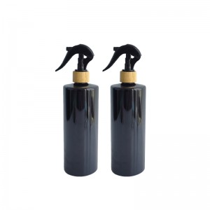 RB-B-00329B minyak wangi kosong boleh diisi semula botol semburan alkohol silinder bulat botol semburan bilik mewah plastik hitam 500ml