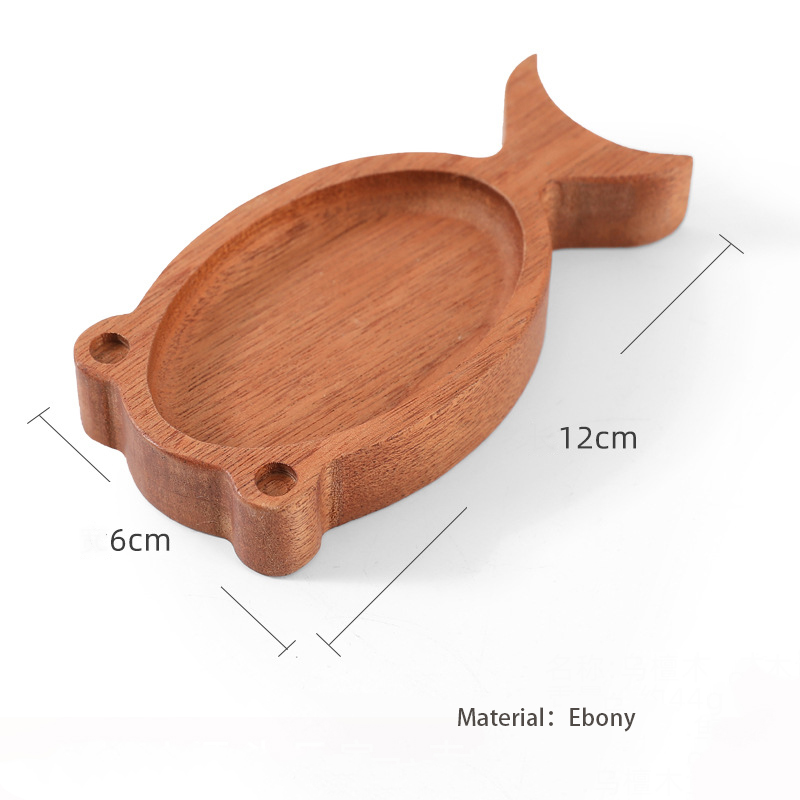 RB-B-00358 restaurant home acacia wooden tray small flavor dish goldfish shape wooden plates for food