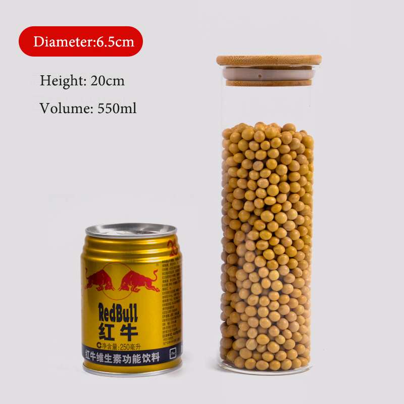 Kitchen Canisters borosilicate glass food storage jar with Airtight bamboo  lid factory and manufacturers