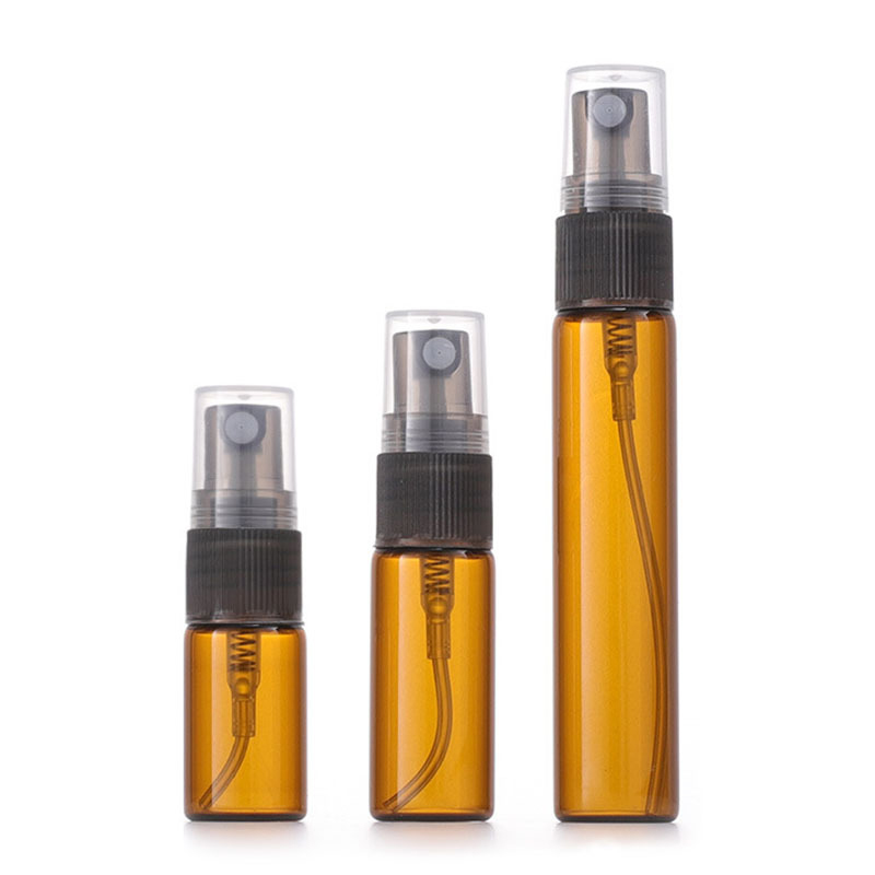 RB-T-0055 cestovní velikost vyšší vzorek 3ml 5ml 10ml kosmetický parfémový olej skleněná lahvička s rozprašovačem s černou mlhou ve spreji