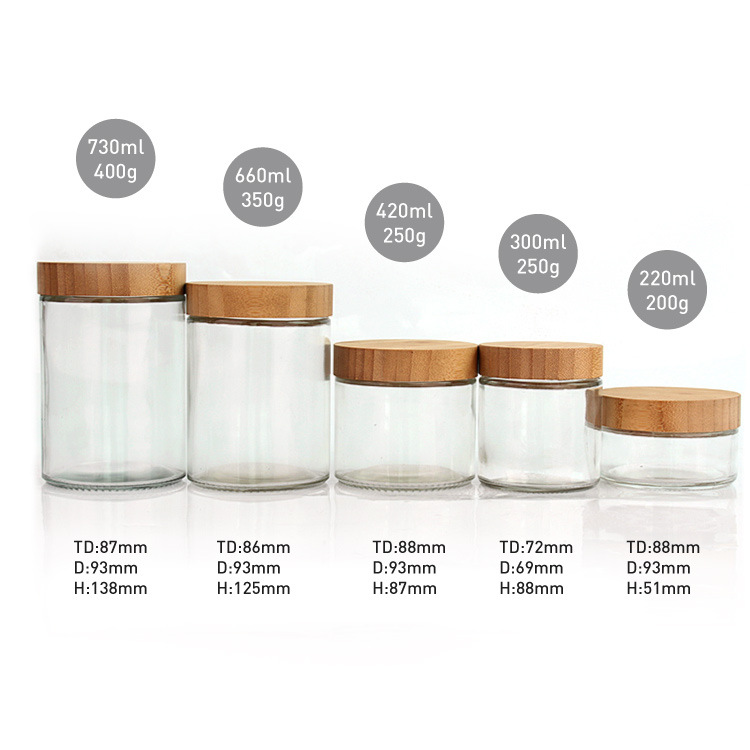 Round Bamboo Glass Canisters