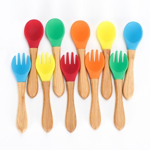 RB-B-00269 bamboo silicone baby spoon fork