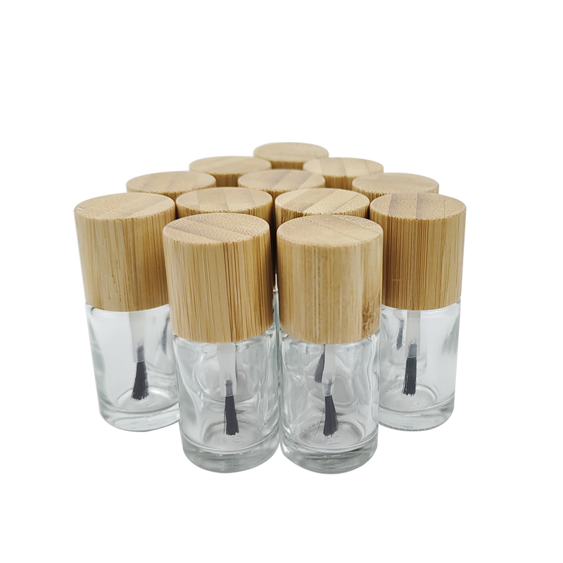 RB-B-00338 custom empty round 5ml 10ml 15ml UV gel nail polish bottles eco friendly bamboo nail polish bottle