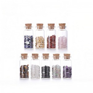RB-T-0048 decoration mini 10ml gift glass cork bottle with loose gemstone