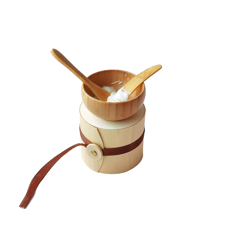 RB-B-00284 eco friendly DIY beauty products wood bamboo cosmetic bowl with bamboo spatula, spoon