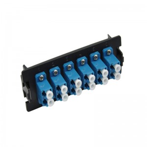 Fiber Adapter Panel, 12 Fibers Single Mode, 6x LC/UPC Duplex (Blue) Adapter, Ceramic Sleeve