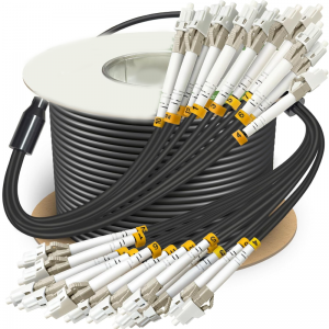 Customised 12 Core OM3 Multimode 10Gb Industrial TPU Direct Burial LC to LC Armored Fiber Patch Cable 100M for FTTH