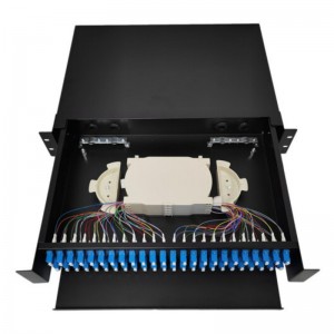 2U 19” Rack Mount sliding Fiber Enclosures, 96 Fibers Single Mode/Multimode, 48x LC/UPC Duplex Adapter, Ceramic Sleeve