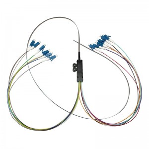 Customized 6-12 Fibers Sing Mode/Multimode LC/SC/FC/ST Ribbon Bare Fan-out Fiber Optic Pigtail
