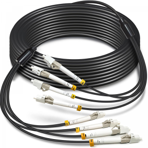 4 Core OM3 Multimode 10Gb Industrial TPU Direct Burial LC to LC Outdoor Armored Fiber Patch Cable