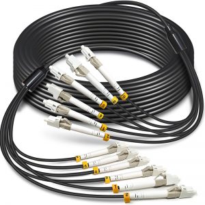 Customised 6 Core OM3 Multimode 10Gb Industrial TPU Direct Burial LC to LC Outdoor Armored Fiber Patch Cable for FTTH