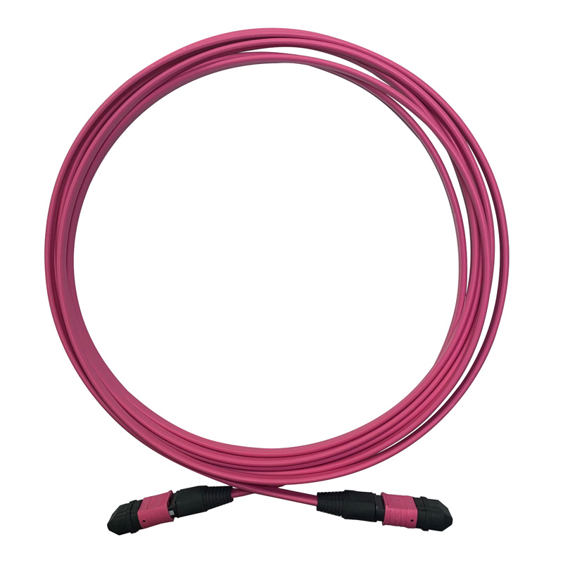 Wholesale MPO 12 Fiber Cable Manufacturers Suppliers –  MPO to MPO 12Fiber Multimode OM4 50/125 Ribbon Fiber Optical Patch Cord  – RAISE