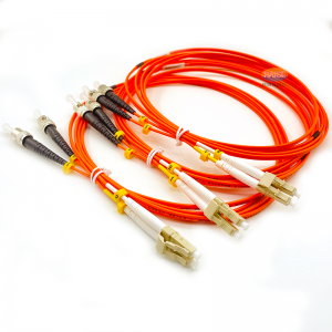 ST UPC to LC UPC OM1 62.5/125 Multimode Duplex Fiber Patch Cable OFNR 1.6/2.0/3.0mm for FTTH and Optical Equipment